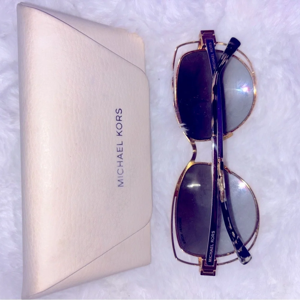 Michael Kors Black and Gold Sunglasses with Aviator Lenses